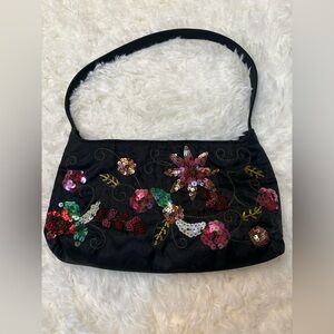 Vintage Y2K XOXO embroidered floral sequin purse